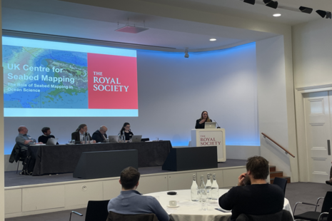 Presentations on screen at The Royal Society and UKCSM event
