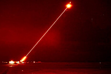 Laser fires at night