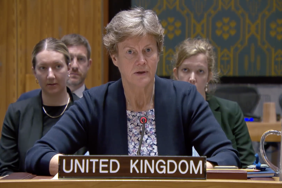 Ambassador Barbara Woodward at the UN Security Council meeting on Ukraine