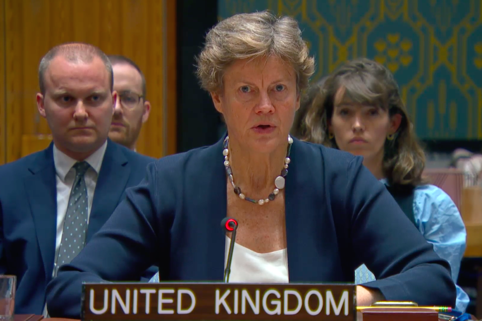 Ambassador Barbara Woodward at the UN Security Council meeting on Palestinian membership of the UN