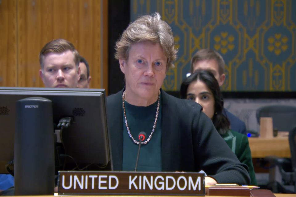 Ambassador Barbara Woodward at the UN Security Council meeting on Sudan