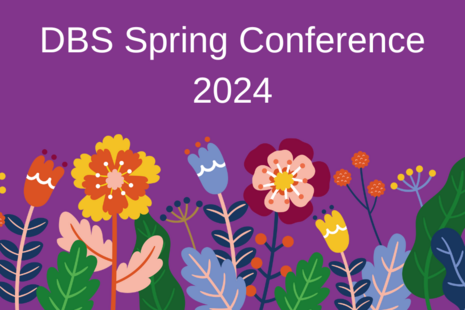 A graphic of spring flowers with the word "Spring Conference" above it