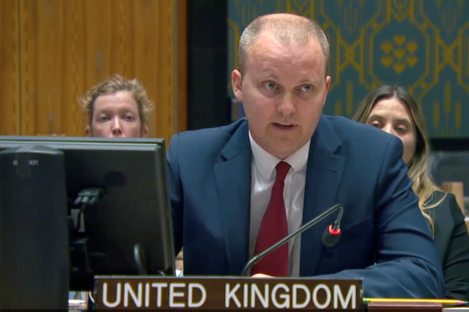 UK Political Coordinator Fergus Eckersley at the UN Security Council