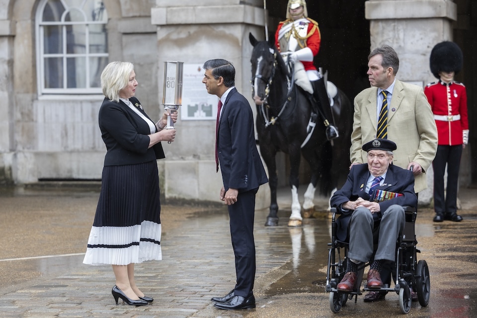 D Day 80 Torch Of Commemoration lit by Prime Minister