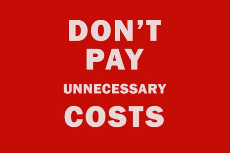 Text displayed 'DON'T PAY UNNECESSARY COSTS'