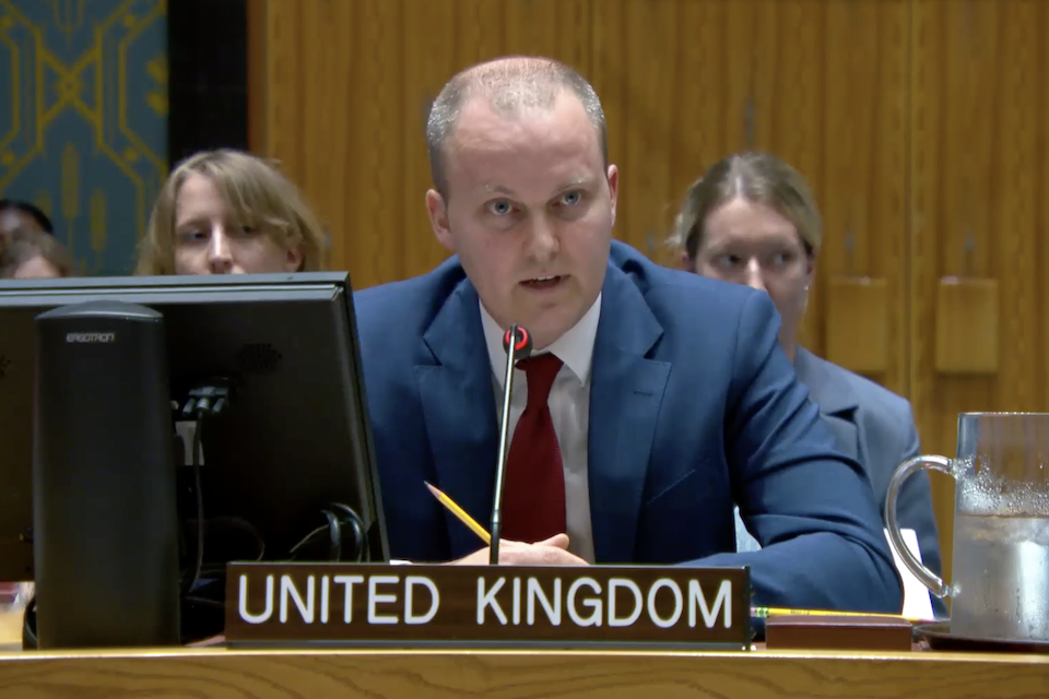 UK Political Coordinator Fergus Eckersley at the UN Security Council meeting on non-proliferation