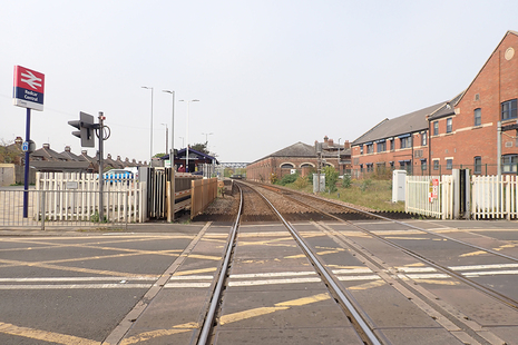 Redcar level crossing looking towards Redcar Central station. 