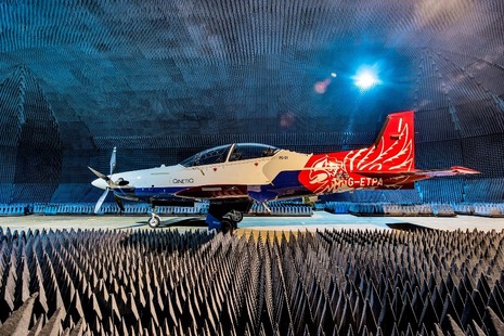 Aircraft inside current anti-jamming facility.