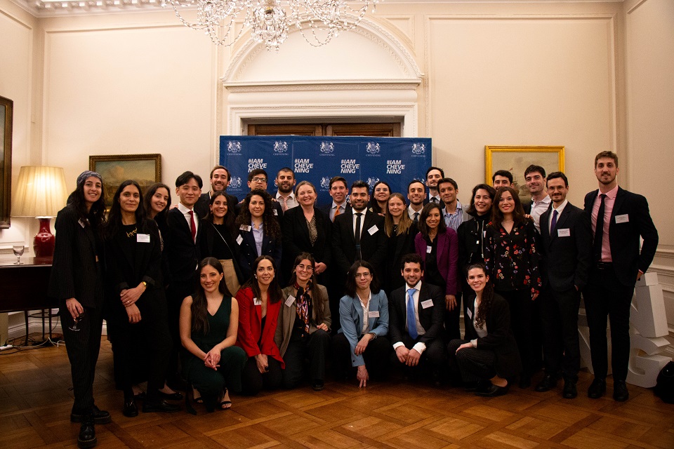 The group of 2024/2025 Chevening scholars with Ambassador Kirsty Hayes.