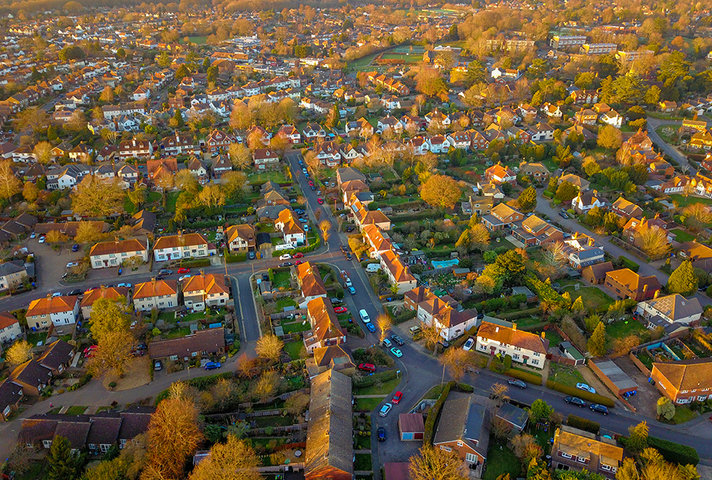 aerial view of housing