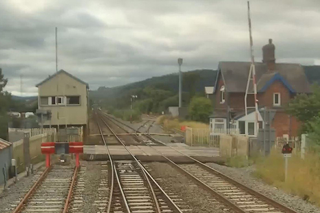 Craven Arms level crossing when approached from the north.