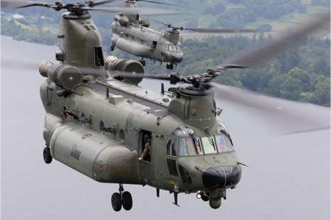 RAF Chinooks flying on exercise