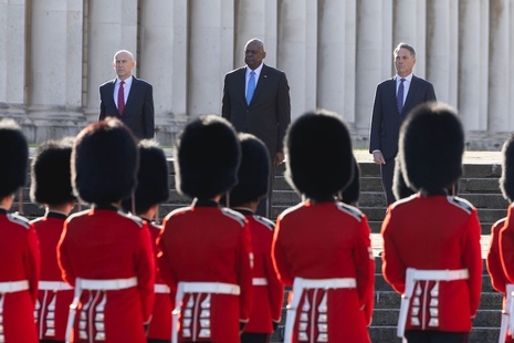 Defence Secretary John Healey with his US and Australian counterparts at the Old Royal Naval College.