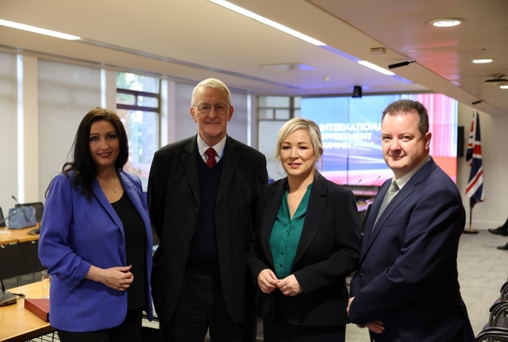 Deputy First Minister Emma Little-Pengelly, Secretary of State for Northern Ireland Hilary Benn MP, First Minister Michelle O'Neill and Invest NI CEO Kieran Donoghue.