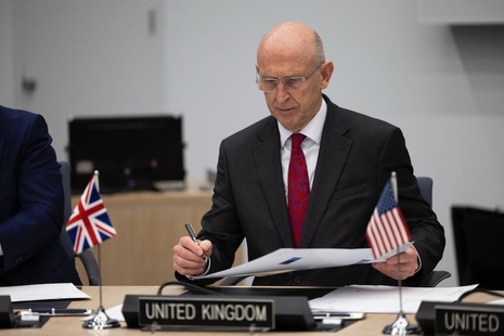 Defence Secretary John Healey at NATO HQ, Brussels (17-10-24). MOD Crown Copyright.