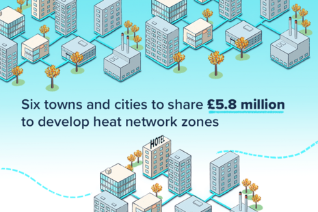 Six towns and cities to share £5.8 million to develop heat network zones.