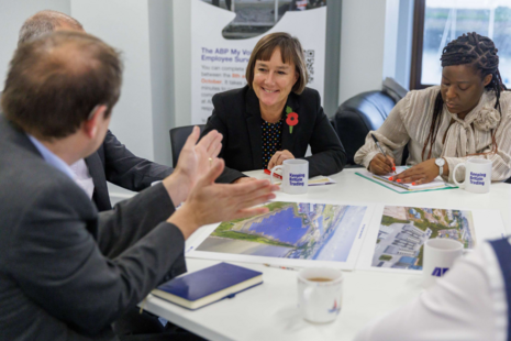 Welsh Secretary Jo Stevens at Associated British Ports in Barry.