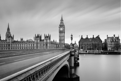 Big Ben and Houses of Parliament in London from street view