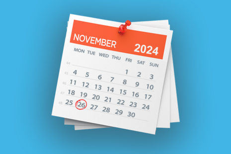 Calendar showing 26 November 2024 selected