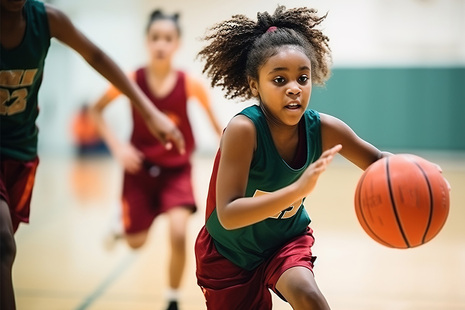 Young person playing basketball