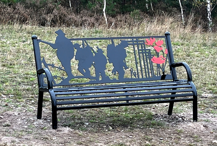 A remembrance seat along the trail that allows us to remember the sacrifices and honour our military personnel. MOD Crown Copyright.