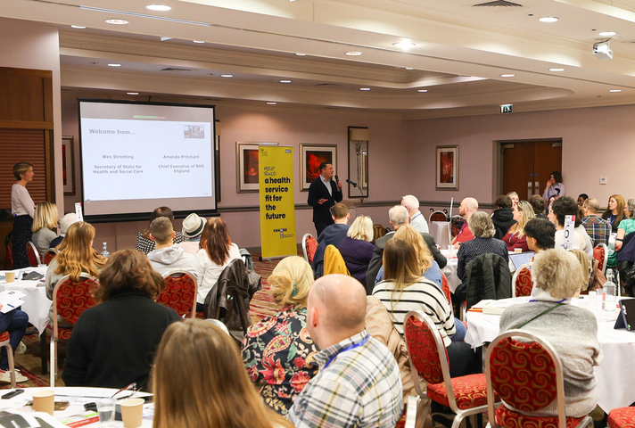 Wes Streeting addresses people attending the public debate on the future of the NHS in Middlesbrough