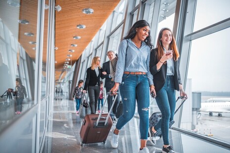 travellers in an airport