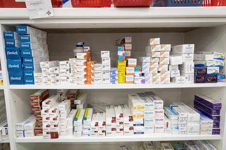 Medicines on shelves