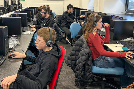 Students from West Nottinghamshire College take part in Mining Remediation Authority exercise.