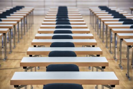 Desks set out for an examination