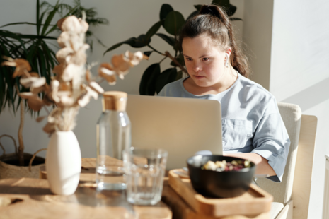 Woman working on a laptop