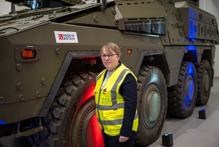 inister for Defence Procurement and Industry, Maria Eagle visiting the Rheinmetall BAE Systems Land manufacturing facility in Telford on the 09/01/2025.