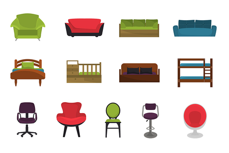 Illustrations of different types of furniture.