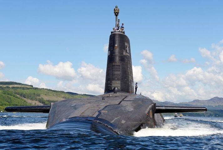 Vanguard-Class nuclear submarine at sea. MOD Crown Copyright.