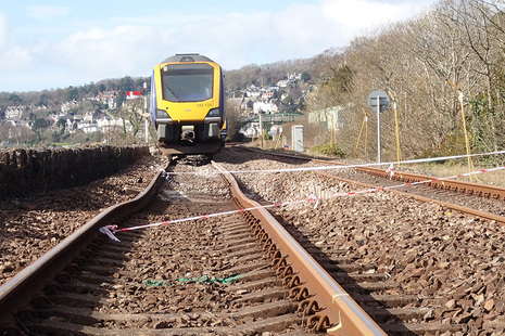 The rear of the train following the derailment.