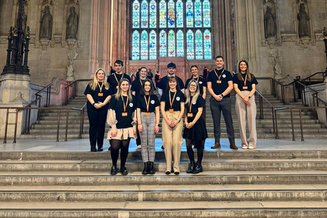 Apprentices stood inside Westminster