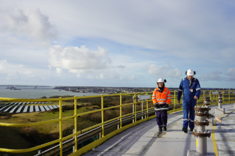 Secretary of State for Wales Jo Stevens at Dragon LNG accompanied by Simon Ames, Managing Director at Dragon LNG.