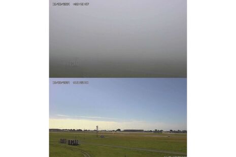 Airport CCTV images looking south over the Runway 27 touchdown zone (times are BST)