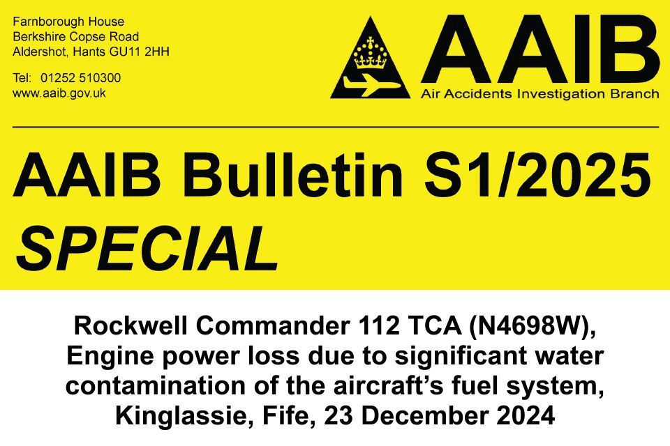 AAIB Special Bulletin: Rockwell Commander 112 TCA (N4698W), fatal accident, Kinglassie, Fife, 23 December 2024