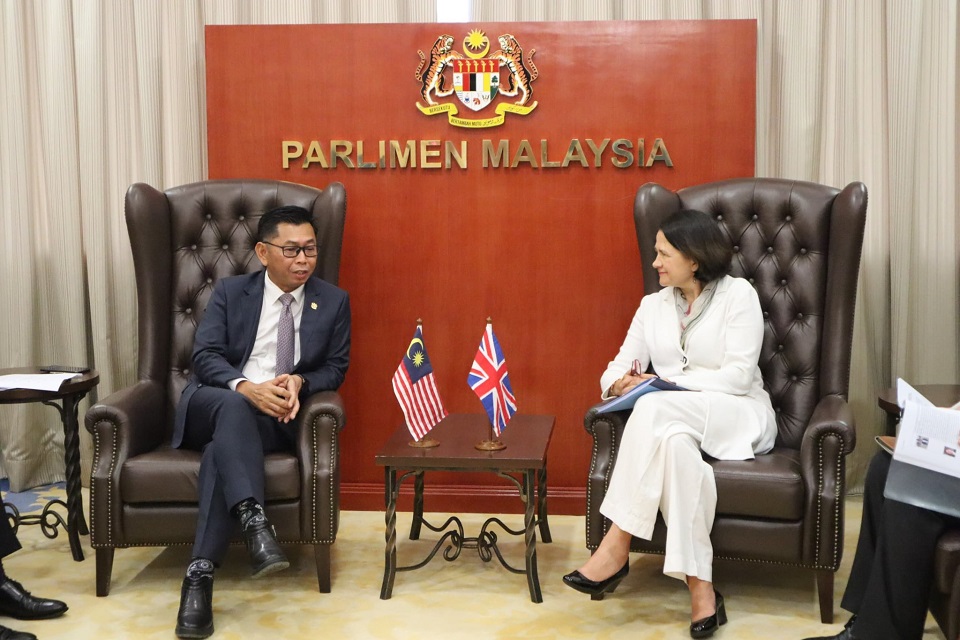 Minister Catherine West holding bilateral talks with Malaysian Deputy Foreign Minister Datuk Mohamad bin Haji Alamin