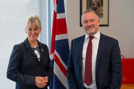 Baroness Minette Batters and Secretary of State Steve Reed standing together