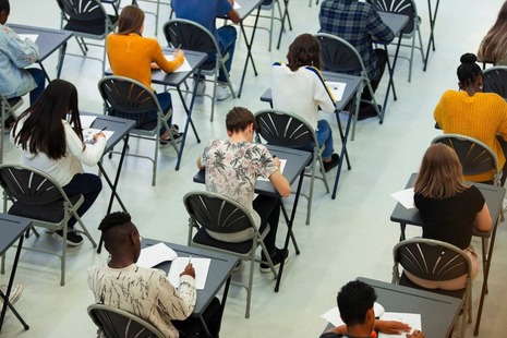 Students taking an exam