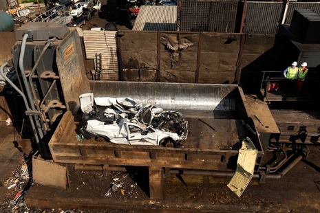 car in a car crusher