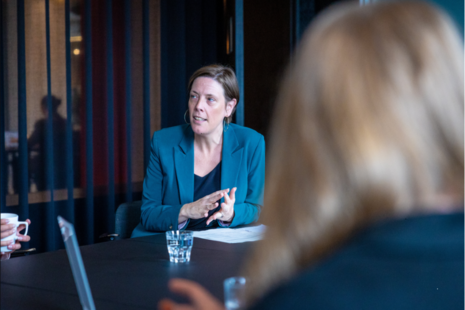 Minister Jess Phillips on a visit to Refuge, a charity supporting victims of domestic abuse