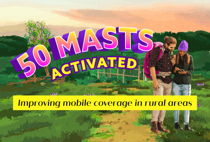 50 masts activated. Improving mobile coverage in rural areas.