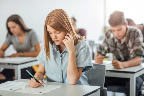 Students taking an exam