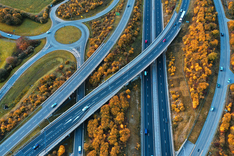 Motorway junction from the air