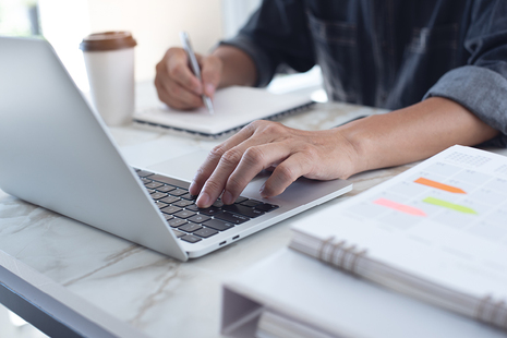 A person using a laptop