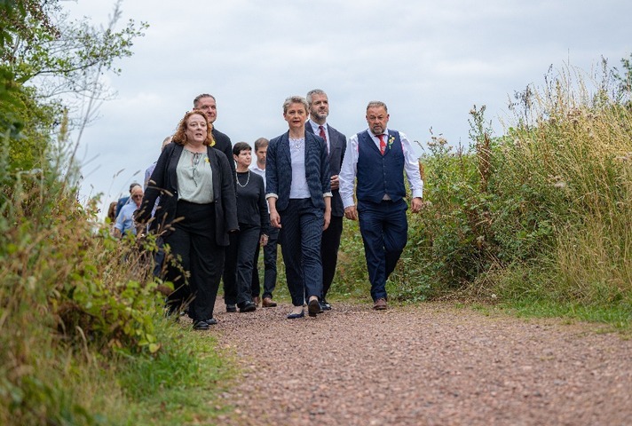 The Home Secretary visiting Orgreave alongside campaigners and the National Union of Mineworkers
