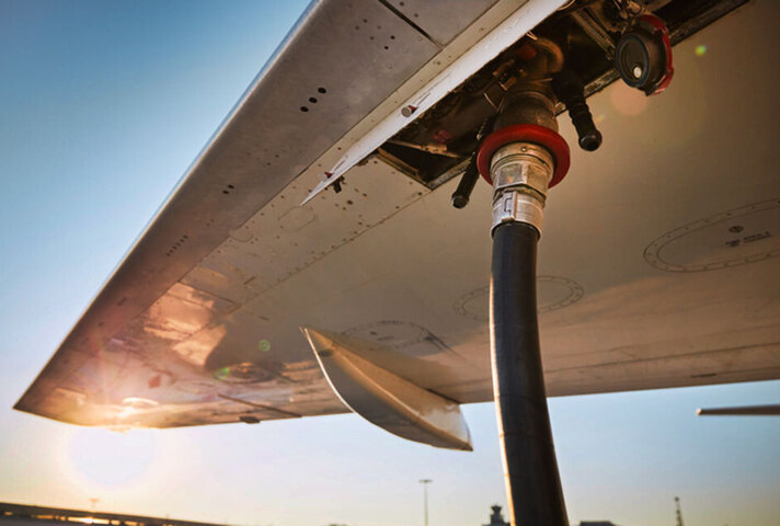 An aircraft being fueled.